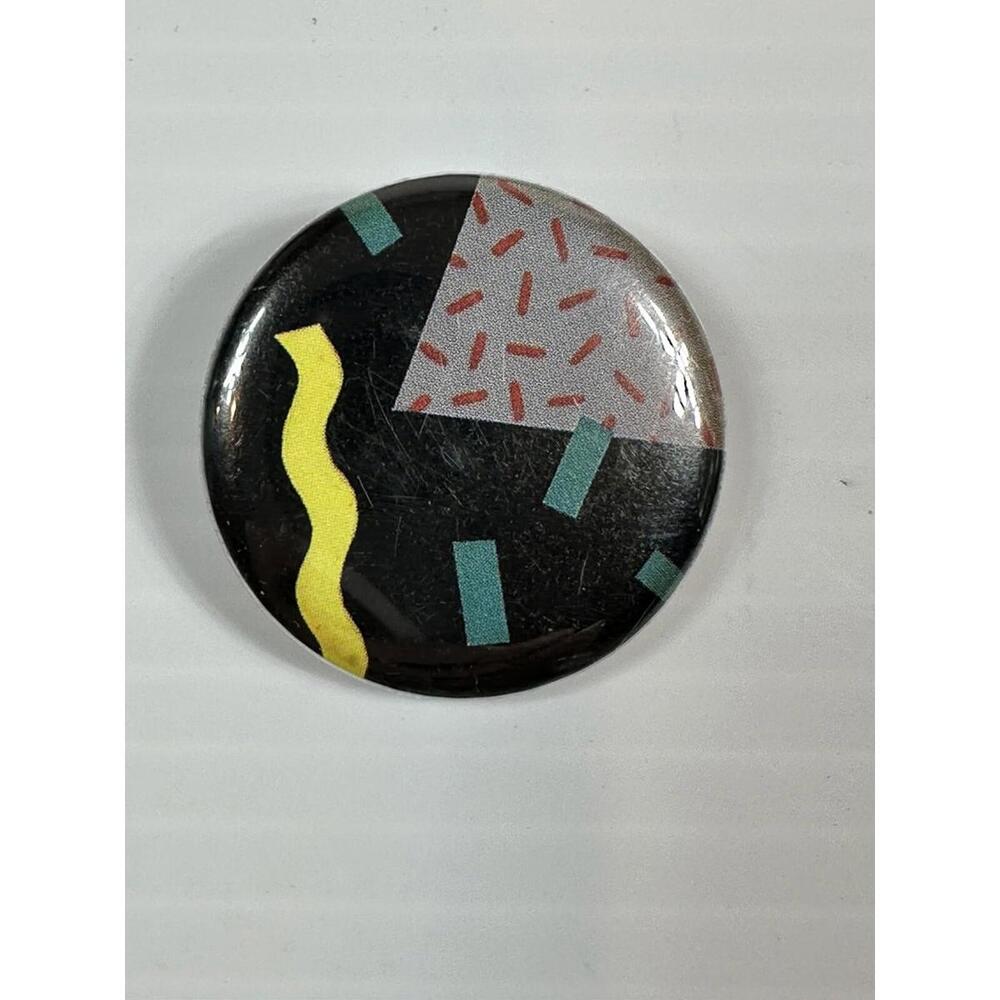 Vintage 1980's Post Modern Abstract Pin Back Button‎ Original